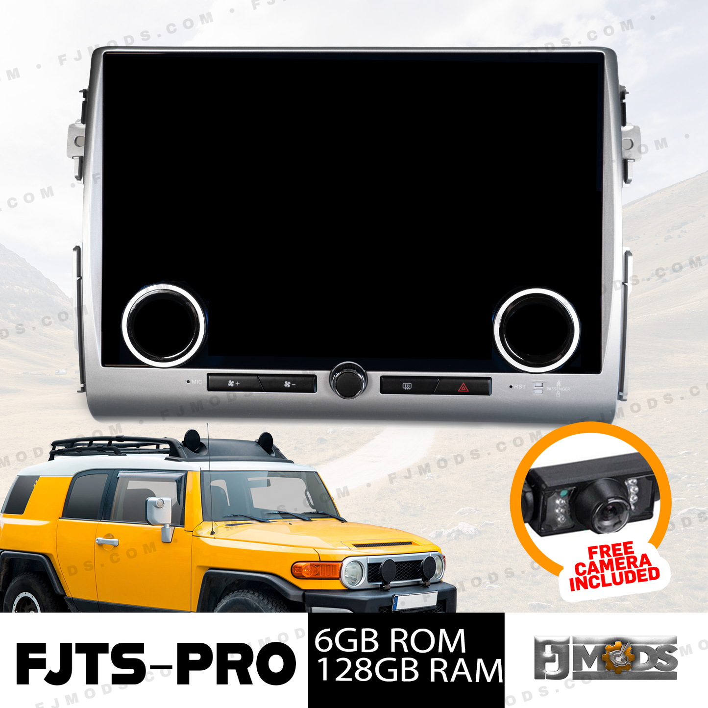 Toyota Fj Cruiser andriod radio FJTS-PRO 4GB ROM 64GB RAM/ 6GB 128GB FREE (CAMERA INCLUDED)