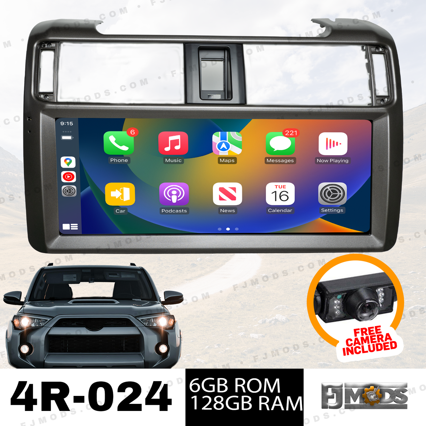 Toyota 4Runner 4R-024, 12.3 inch Android Radio-Head Unit (2014-2024) FREE (CAMERA INCLUDED)